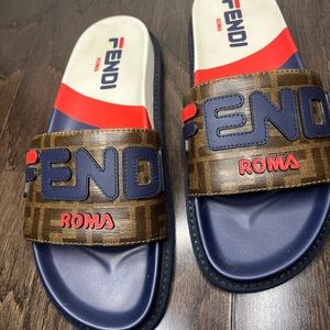 Fendi slides red white and blue size 41